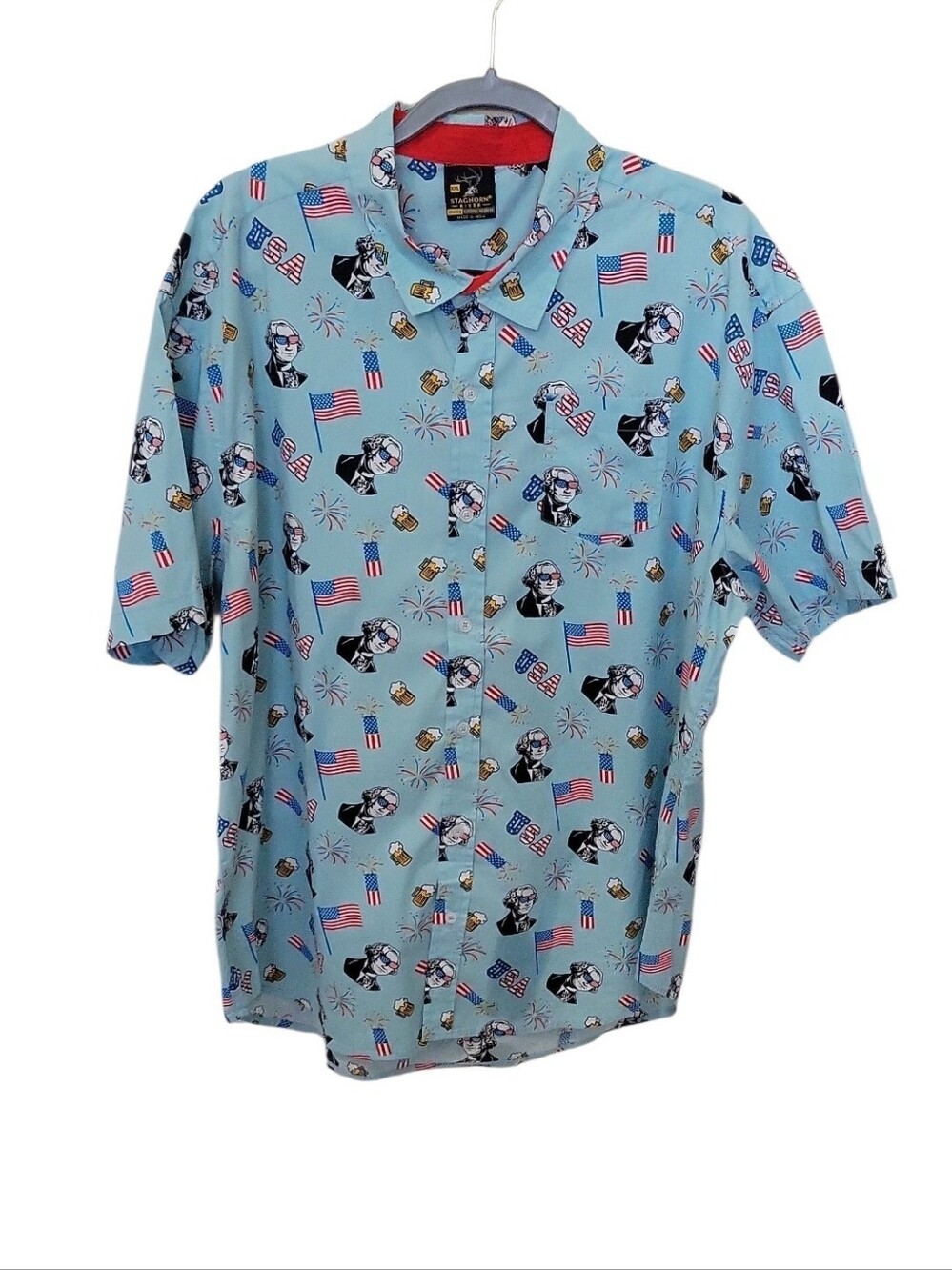 Staghorn Rivee Men's Patriotic Button-Down Shirt XXL